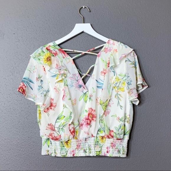 Code x Mode Cropped Floral Ruffle Surplice Top size Medium - Picture 11 of 13